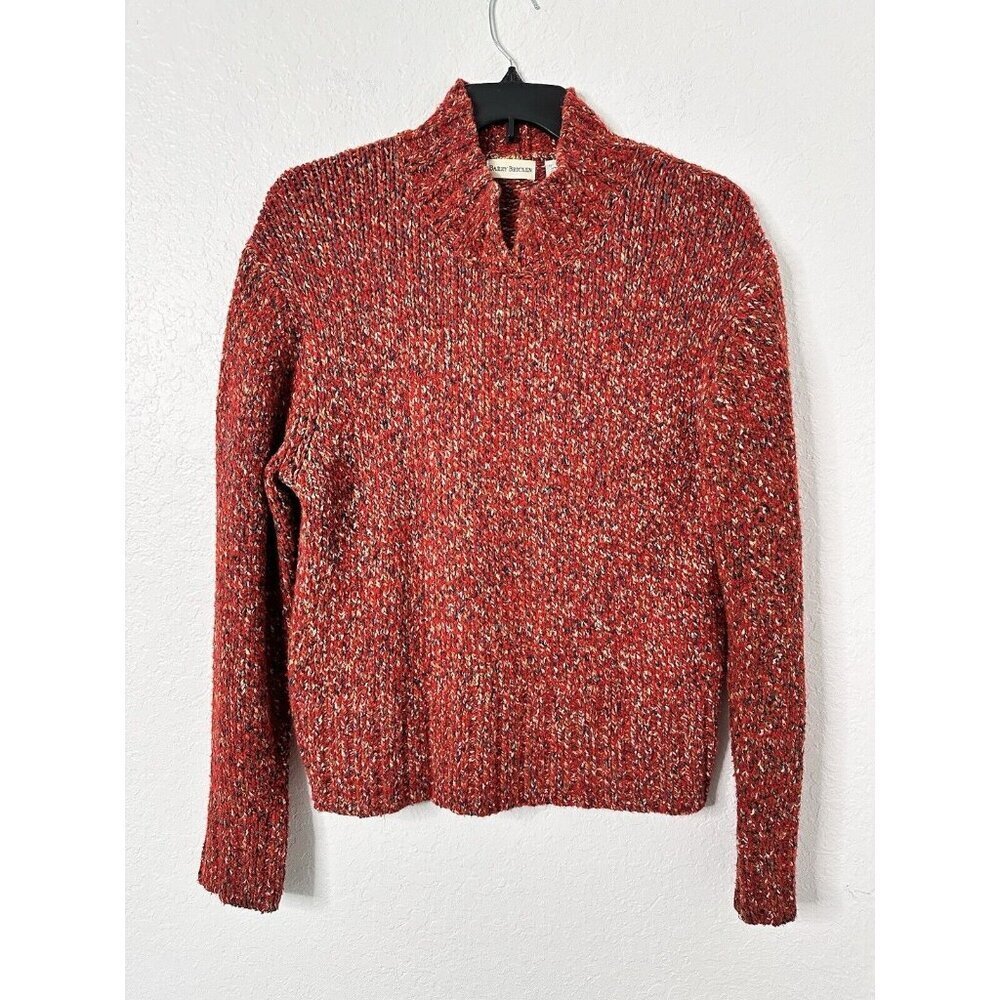 Barry Bricken Women's Knit Cardigan Size Large Wool Silk Blend Sweater Mock Neck